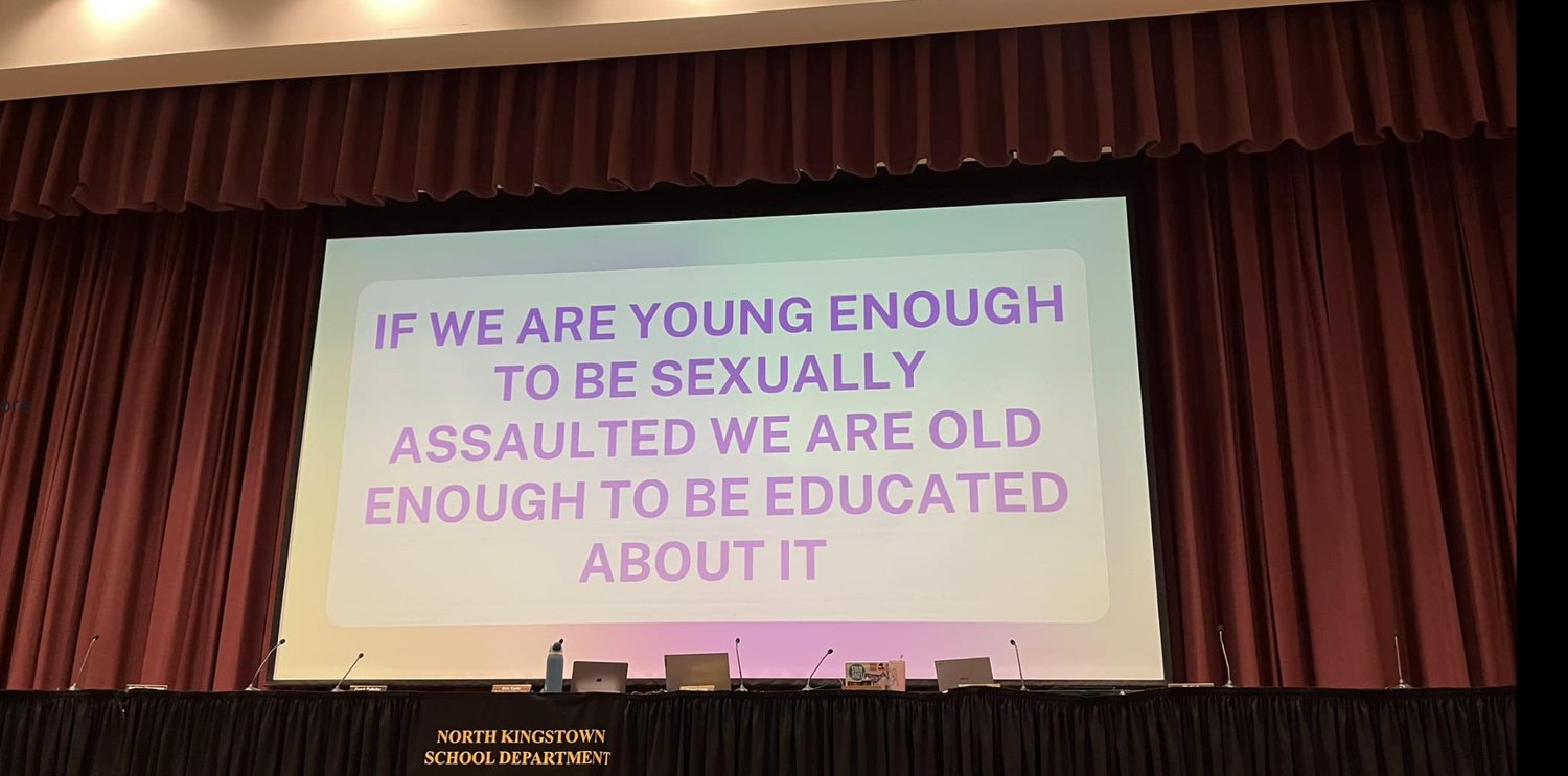 A Facebook post praising three students from the North Kingstown High School SafeBAE chapter for their presentation on sexual assault awareness to the school committee