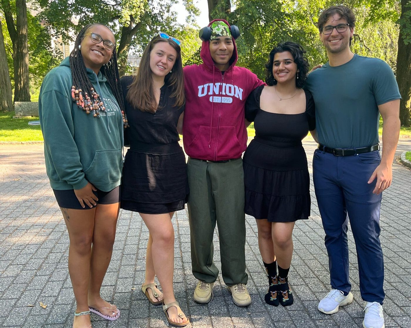 Five SafeBAE student leaders standing together outdoors